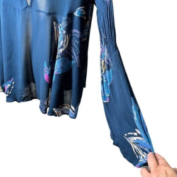 Free People | Blue Floral Tunic Top Sz S - Picture 5 of 14